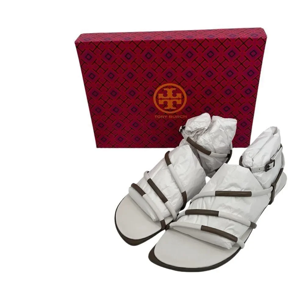 NIB Tory Burch Split Mignon Multi-strap Sandal In Gardenia Toasted size 11